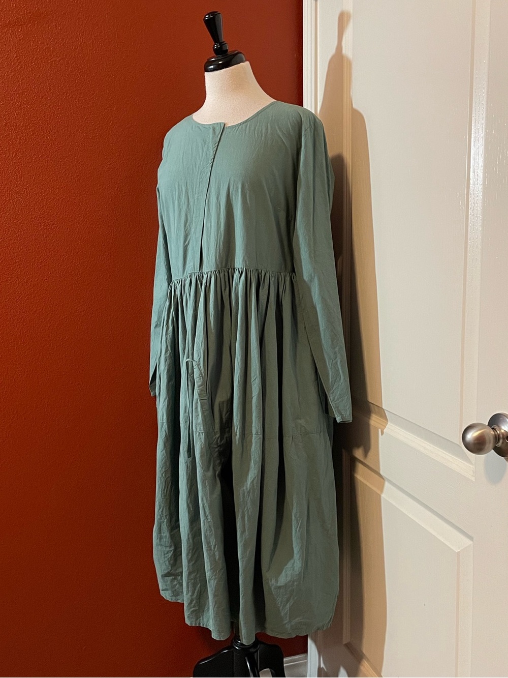 Ewa I Walla Women’s 100% Cotton Button Back Lagenlook Flared Maxi Dress